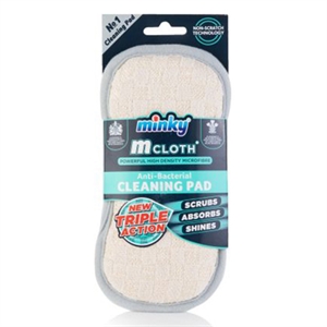 Minky Triple Action schoonmaakpad / Anti-Bacterieel / grijs-wit