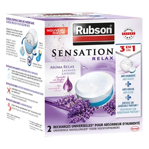 Rubson Sensation vochtopnemer navullingen / lavendel / 2 x 300 gram