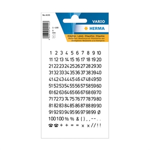 Herma 4155 1 t/m 100 etiketten / 5 mm / zwart/transparant / 250 etiketten