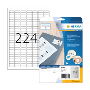 Herma 8830 inkjet etiketten / A4 / 25,4 x 8,5 mm / wit / 5600 etiketten