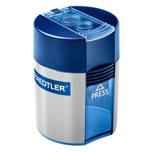 Staedtler 512F puntenslijper / met dubbele mesjes / opvangbakje /potlooddikte tot 10.2 mm / blauw