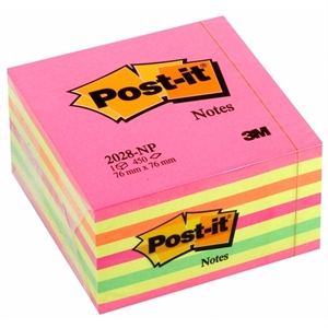 3M 2028NP Post-it notes kubus / 76 x 76 mm / neonroze / 450 vel