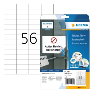 Herma 5080 verwijderbare etiketten / A4 / 52,5 x 21,2 mm / wit / 1400 etiketten
