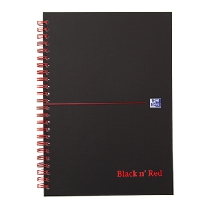 Oxford Black ’n Red spiraalblok / A5 / elastieksluiting / geruit / 90 grams / 70 vel