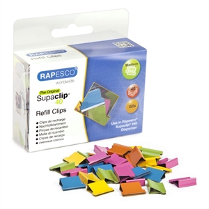 Rapesco CP15040M Supaclip 40 papierklem navulling / 10.7 mm / staal / assorti / 150 stuks