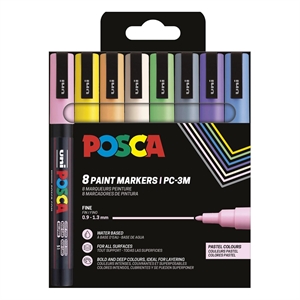 Posca PC-3M verfmarkerset pastel / 1,5 mm / 8 stuks