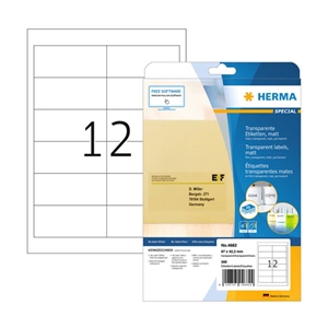 Herma 4682 matte etiketten / A4 / 97 x 42,3 mm / transparant / 300 etiketten