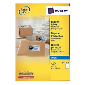 Avery Zweckform J8167-25 verzendetiketten / wit / zelfklevend / 199,6 mm x 289,1 mm / 25 etiketten