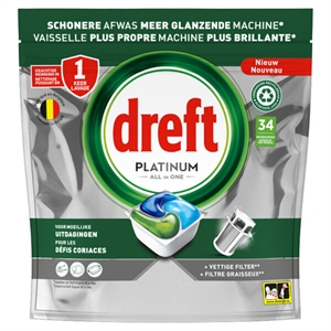 Dreft All-in-One Platinum Vaatwastabletten / Original / 34 tabs
