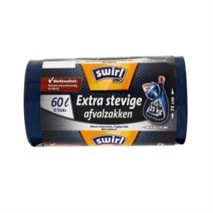 Swirl vuilniszakken PRO extra stevig / 60 liter / 12 stuks