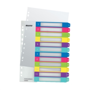 Leitz WOW printbare A4+ tabbladen / kunststof / 12 tabs / 11-gaats