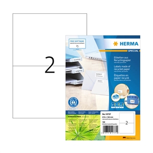 Herma 10737 gerecyclede universele etiketten / A4 / 210 x 148 mm / wit / 160 etiketten