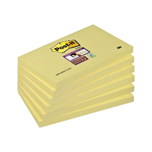 3M 655 Super Sticky Post-it / 127 x 76 mm / geel / 6 x 90 vel