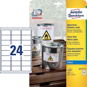 Avery Zweckform J4773-10 weerbestendige etiketten / 63,5 mm x 33,9 mm / 240 etiketten