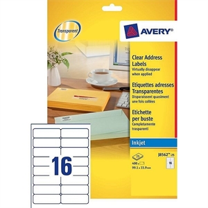 Avery Zweckform J8562-25 transparante etiketten / 99,1 mm x 33,9 mm / 400 etiketten