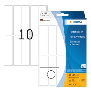 Herma 2420 multifunctionele etiketten / 20 x 75 mm / wit / 320 etiketten