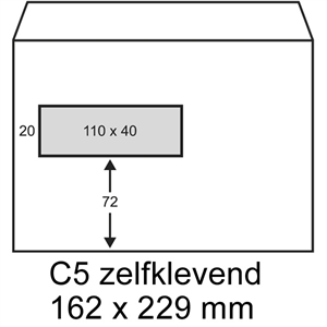 Raadhuis 202560 dienst envelop / zelfklevend / C5 / venster links / 162mm x 229mm / 500 stuks