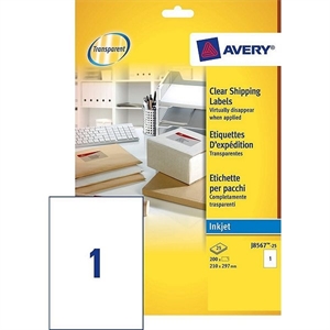 Avery Zweckform J8567-25 transparante etiketten / 210 mm x 297 mm / 25 etiketten