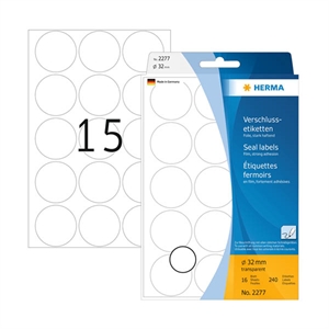Herma 2277 sluitetiketten / 32 mm / transparant / 240 etiketten