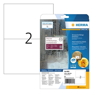Herma 4693 folie etiketten / weerbestendig / A4 / 210 x 148 mm / wit / 50 etiketten