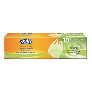 Swirl Biofoil vuilniszakken met handvatten / Composteerbaar / 10 liter / 10 stuks