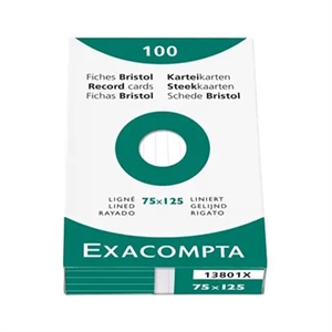 Exacompta 13801X systeemkaart / gelinieerd / wit / 75 x 125 mm / 100 stuks