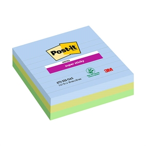 3M Post-it super sticky notes gelijnd / 101 x 101 mm / 3 x 70 vel
