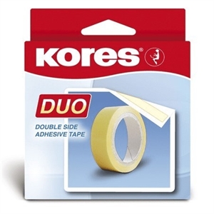 Kores tape / dubbelzijdig / geel / 15 mm x 5 m