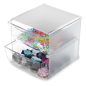 Deflecto Classic Cube organizer / 2 lades / transparant / 153 x 153 x 153 mm