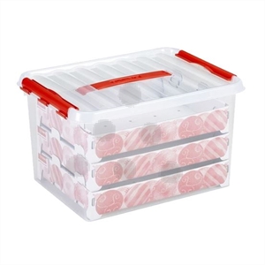 Sunware Q-line opbergdoos voor kerstversiering / transparant / 22 liter / 60 kerstballen