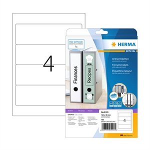 Herma 5123 printbare rugetiketten / zelfklevend / A4 / 59 x 192 mm wit / 100 etiketten