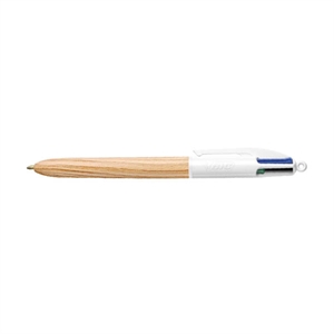 BIC 4 Colours Wood balpen / blauw/zwart/rood/groen