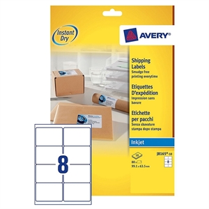 Avery Zweckform J8165-10 verzendetiketten / wit / zelfklevend / 99,1 mm x 67,7 mm / 80 etiketten