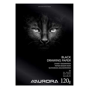 Aurora BL43 tekenblok / A4 / 120 gr. / 20 vel / zwart papier