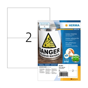 Herma Outdoor 9541 weervaste folie etiketten / A4 / 210 x 148 mm / wit / 80 etiketten