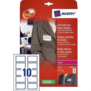 Avery Zweckform L4787-20 naambadge etiketten / zelfklevend / 50 mm x 80 mm / wit-blauw / 200 etiketten