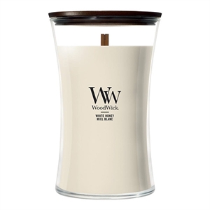 Woodwick Large Hourglass geurkaars / White Honey / 610 gram