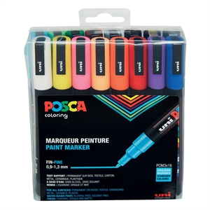 POSCA PC-3M verfmarkerset warm / 0,9 - 1,3 mm / 16 stuks