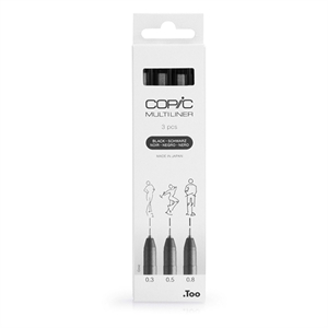 Copic Multiliner finelinerset / zwart / 0,3 - 0,8 mm / 3 stuks