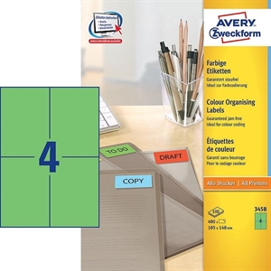 Avery Zweckform 3458 universele etiketten / groen / 105 mm x 148 mm / 400 etiketten