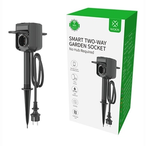 WOOX R6079 slim stopcontact voor buiten / tot 3680W / 2 stopcontacten / zwart