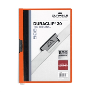 Durable 220009 Duraclip klemmap / A4 / oranje / tot 30 vel