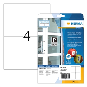 Herma 10796 geïmpregneerde etiketten / weerbestendig / A4 / 105 x 148 mm / 80 etiketten