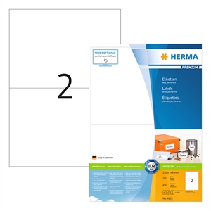 Herma Premium 4628 permanent hechtende etiketten / A4 / 210 x 148 mm / wit / 400 etiketten
