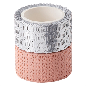 Folia 29202 washi tape / roze en zilver / 5 meter / 2 stuks