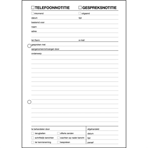 Sigel telefoon-gespreksnotitie / A5 / 100 vel