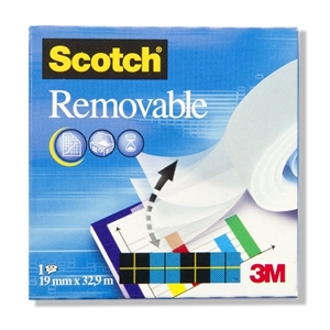 3M Scotch verwijderbare tape / 19mm x 33m / 1 rol