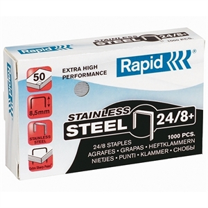 Rapid 24/8+ superstrong nietjes gegalvaniseerd / rvs / tot 50 vel / 1000 stuks