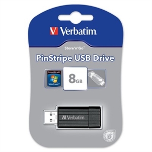 USB stick Verbatim Pinstripe 2.0 / 8 GB / zwart