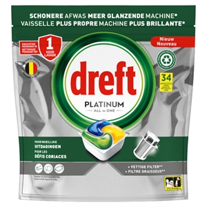 Dreft All-in-One Platinum Vaatwastabletten / Citroen / 34 tabs